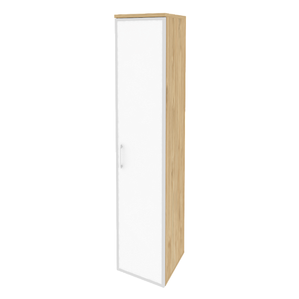 Onix Шкаф высокий узкий правый O.SU-1.10 R (R) white Тиквуд светлый/Стекло 400*420*1977 - Вид 1