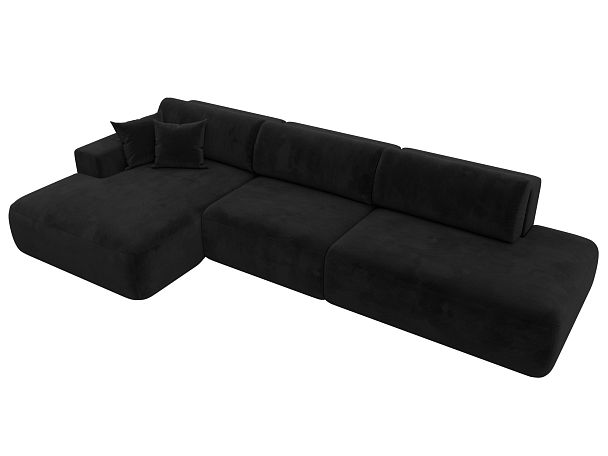 Диван угловой Лига-036 Модерн Лонг левый угол Велюр черный - Вид 5