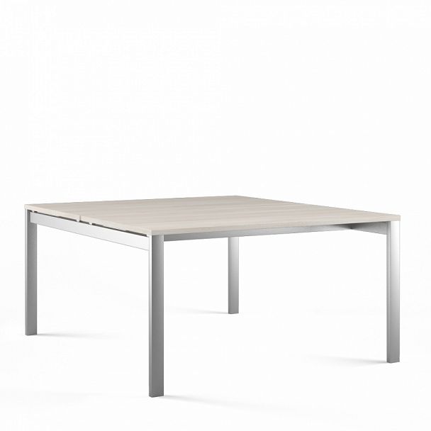 Рабочая станция на 2 стола зеркальная Tess Metal 120x164x75 светлый дуб - Вид 1