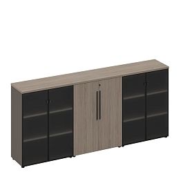 Шкаф комбинированный средний (стекло-закрытый-стекло) U.RUS РС 310 ДЧ/ЛС дуб виченца/лава серая - Фото предпросмотра