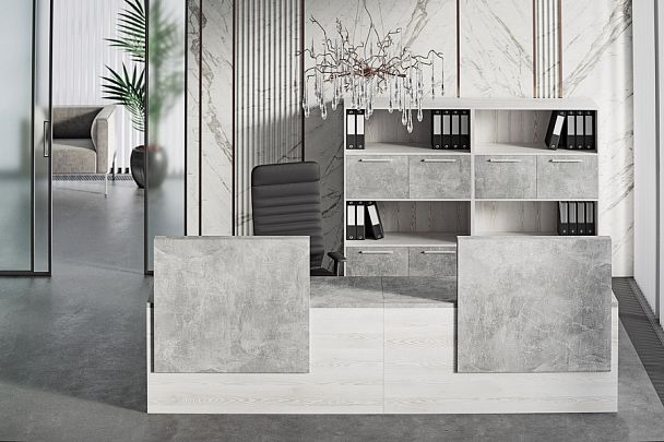 Шкаф средний 3 створки, с нишей B-tone 168,8x45x115,7 дуб урбан бетон темный - Вид 8