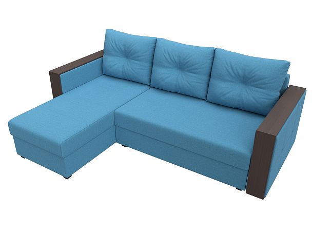 Диван угловой Валенсия Лайт левый угол Рогожка голубой - Вид 5
