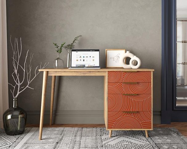 Стол рабочий Line одной тумбой R23/red - Вид 4