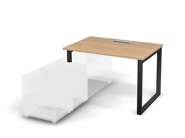 MATRIX 121B103-O Стол прямой, опора на тумбу, Merida (O-опопры) 1180х780х775 Швейц-й вяз/Темно-серый - Вид 1