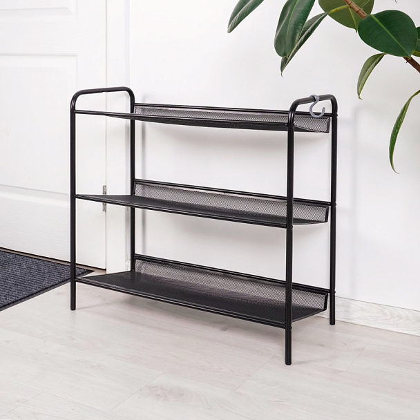 Полка для обуви "Женева-23", 645х270х600 мм, 3 полки, металл, чёрная, ПДО Ж23 Ч - Вид 6