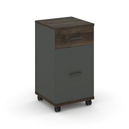 Concept Тумба мобильная 1 ящ.+1 распаш. фасад CN.TUM-011 A Дуб Мали/Антрацит/Металл Антрацит 420*420*782 - Фото предпросмотра
