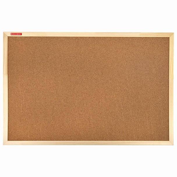 Доска пробковая для объявлений 60х90 см, деревянная рамка, BRAUBERG Wood, 238311 - Вид 2