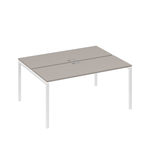 Рабочая станция 2х160 на опорах DUE A4 А4 Б2 172 БП мокко премиум / металлокаркас белый - Вид 1
