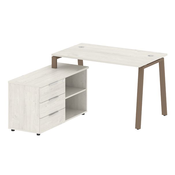 Metal System Р. ст. с тумбой на А-образном м/к БА.РС-СТС-2.2 (L) Дуб наварра/Мокко металл 1300*1520*750 - Вид 1