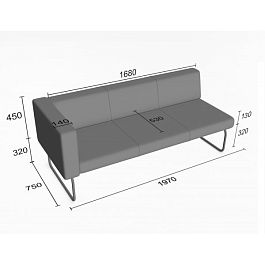 (sle-d3ap1) Диванная секция Слендер А тройная с одним подлокотником - Фото предпросмотра