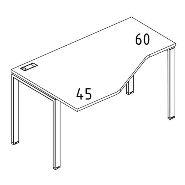 Стол эргономичный левый "Техно" на металлокаркасе UNO A4 А4 Б1 055 БП антрацит премиум / металлокаркас белый - Вид 3