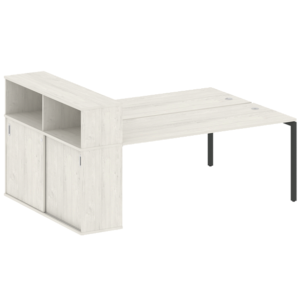 Metal System Quattro Р. ст. с шкафом-купе на П-образном м/к 40БП.РС-СШК-2.5 Т Дуб наварра/Антрацит металл 2210*1475*1098 - Вид 1