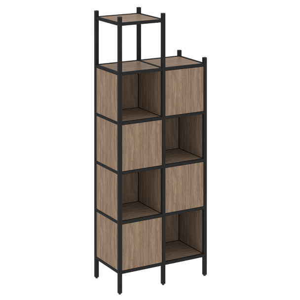 Loft Прямой стеллаж наборный VR.L-20 Дуб аризона/Чёрный металл 862*446*2280 - Вид 1