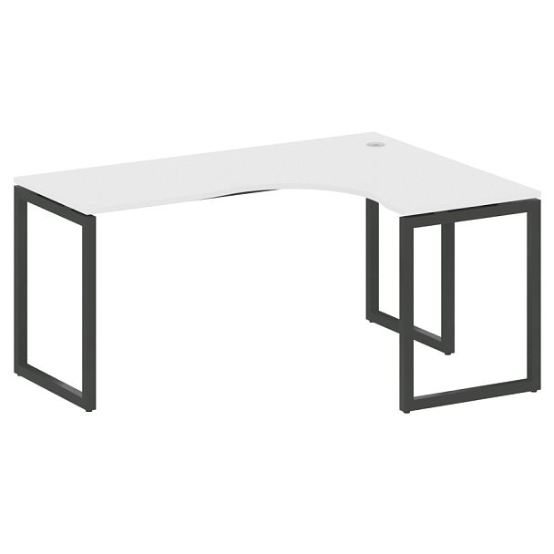 Metal System Quattro Стол криволинейный правый на О-образном м/к 40БО.СА-4 (R) Белый/Антрацит металл 1600*1200*750 - Вид 1