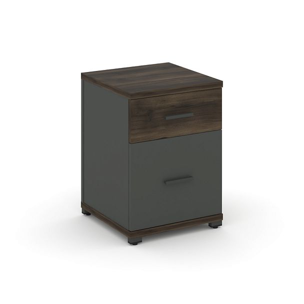 Concept Тумба опорная/приставная 1 ящ.+1 распаш. фасад CN.TUO-004 W Дуб Мали/Антрацит/Металл Антрацит 420*420*583 - Вид 1