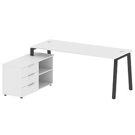 Metal System Р. ст. с тумбой на А-образном м/к БА.РС-СТС-2.5 (L) Белый/Антрацит металл 1900*1520*750 - Фото предпросмотра