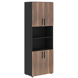 Шкаф высокий широкий VRHCS 80.4 Американский орех/Яшма черный 800х430х2253 VELION VENEER - Фото предпросмотра