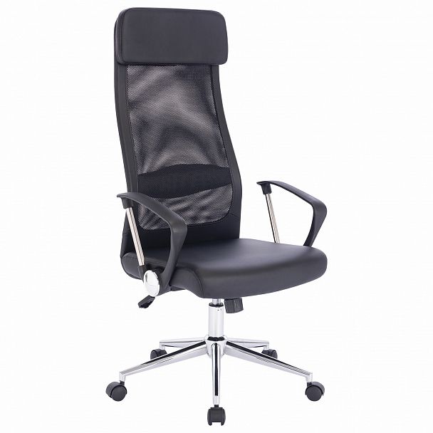 Кресло офисное BRABIX "Flight R EX-541", хром, экокожа, сетка, черное, 532516 - Вид 2