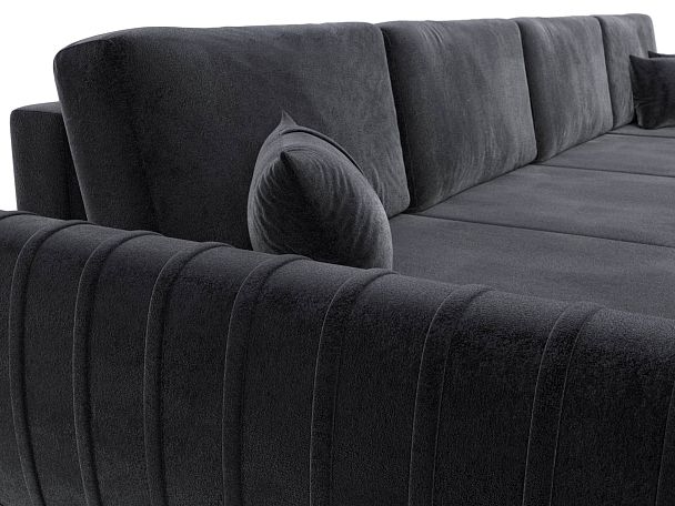 Диван П-образный Лига-057 НПБ Лонг Велюр темно-серый - Вид 4