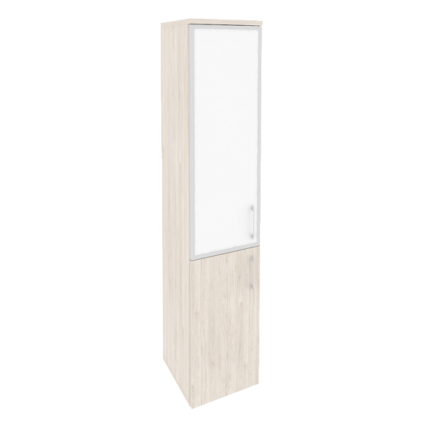 Onix Шкаф высокий узкий левый O.SU-1.2 R (L) white Денвер светлый/Стекло white 400*420*1977 - Вид 1