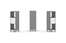 Стайл Проджект Набор стеллажа одностороннего, 3 яруса SN.NS-311 Серый Пепел/Белый/Металл Серый 387*4 - Фото предпросмотра