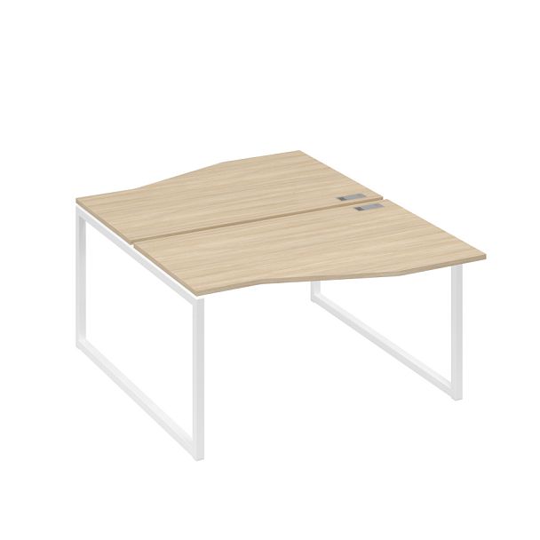 Рабочая станция столы (2х140) Техно каркас QUATTRO A4 А4 Б4 190 БП дуб скандинавский / металлокаркас белый - Вид 1
