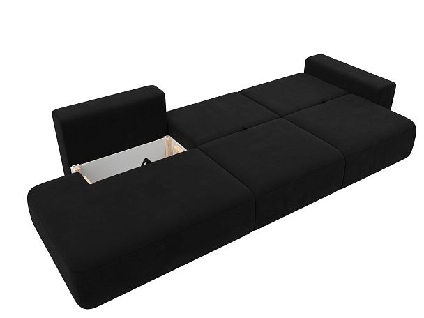 Диван прямой Лига-036 Модерн Лонг подлокотник справа Микровельвет черный - Вид 9