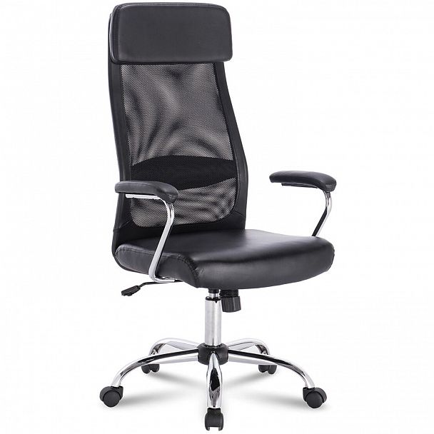 Кресло офисное BRABIX "Flight EX-540", хром, экокожа, сетка, черное, 531850 - Вид 2