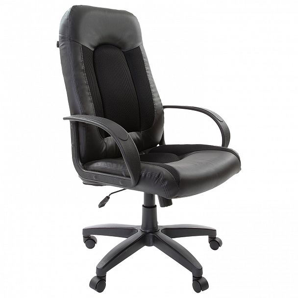 Кресло офисное BRABIX "Strike EX-525", экокожа черная, ткань черная, TW, 531381 - Вид 2