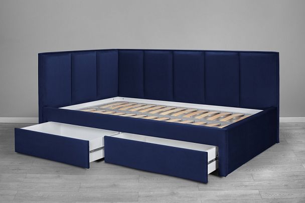 Кровать «Лайф с ящиками», 1200 синяя - Вид 4