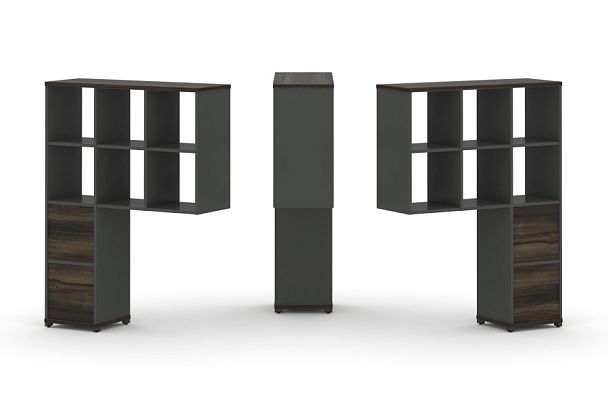 Concept Надставка высокая CN.DNV-008 Дуб Мали/Антрацит/Металл Антрацит 1099*350*1486 - Вид 1