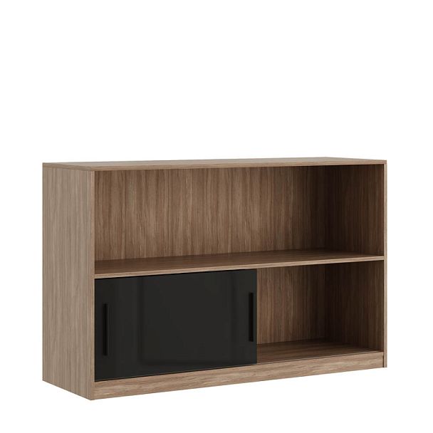 Стеллаж низкий, глянец Asti 135x45x85,8 дуб черный - Вид 1