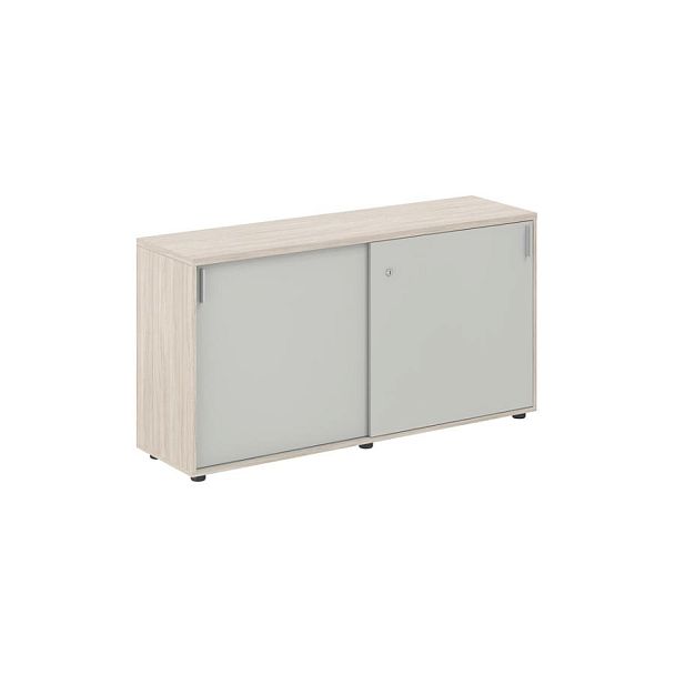 Шкаф купе 1438х400х750 низкий, с замком / корпус: дуб светлый, фасады: серый бархат Сигма / Sigma - Вид 1
