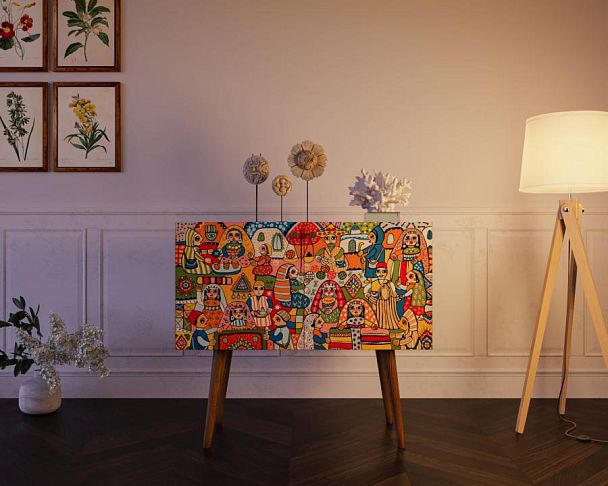 Комод на высоких ножках Berber малый 1 принт арт BB13/Print_01 - Вид 2