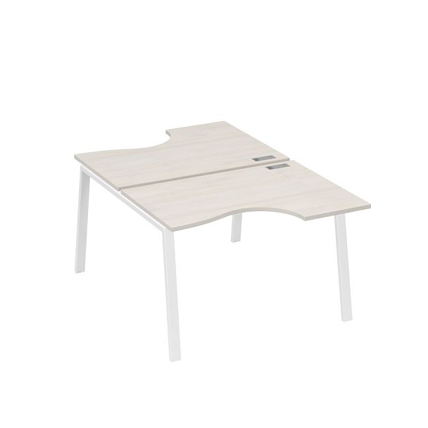 Рабочая станция со столами (2х120) каркас TRE A4 А4 Б3 183  БП дуб / металлокаркас белый - Вид 1