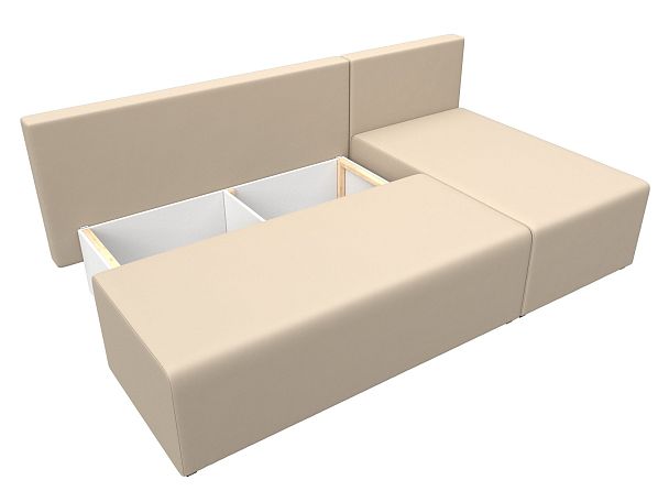 Угловой диван Поло правый (полностью экокожа бежевая) - Вид 7