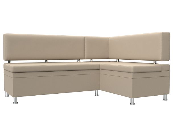 Кухонный уголок Стайл правый (полностью экокожа бежевая) - Вид 1