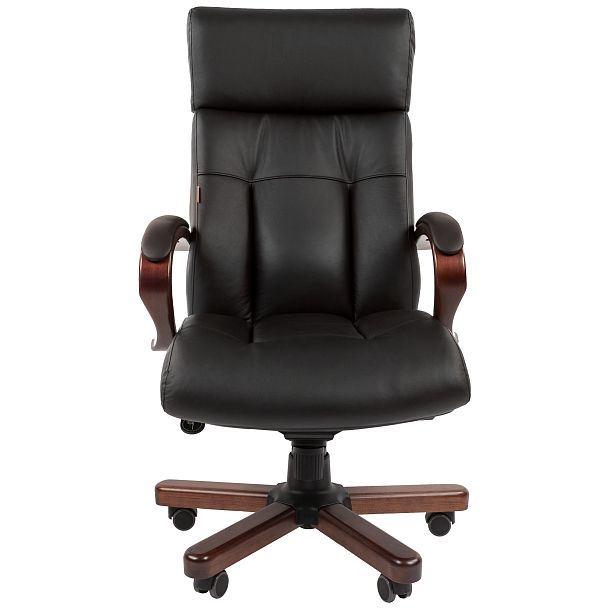 Кресло CHAIRMAN 421, натуральная кожа/экокожа, черный - Вид 2