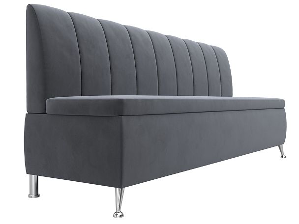 Кухонный прямой диван Кантри (полностью велюр серый) - Вид 3