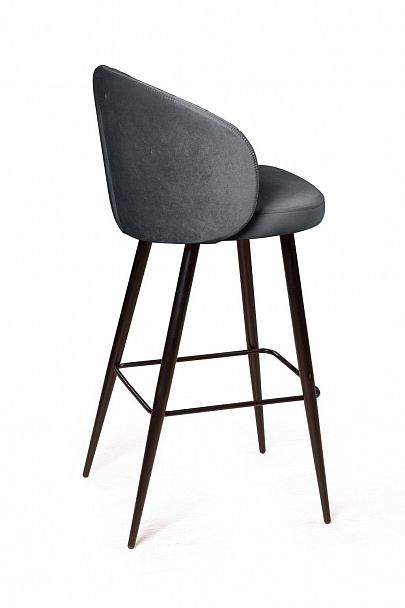 Стул барный Mont Blanc, бархат светло-серый 26 / черный конус - Вид 4