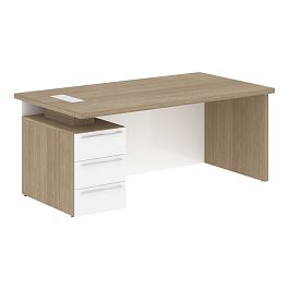 Стол письменный СП-064-25-25(L) Дуб Натуральный/Белый глянец 1800х900х750 KANON - Фото предпросмотра