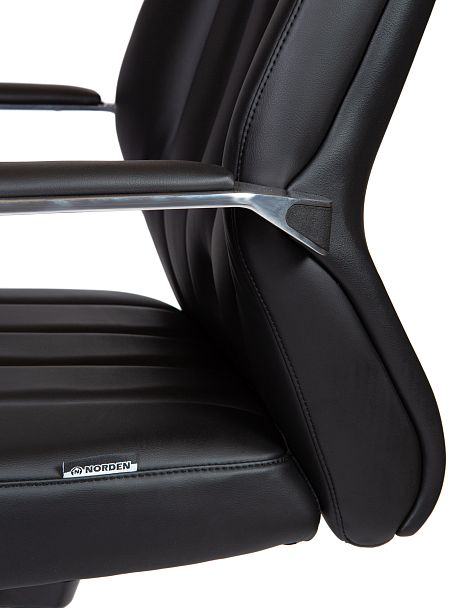 Кресло офисное / Madrid Black / алюминиевая  база / черная экокожа - Вид 6