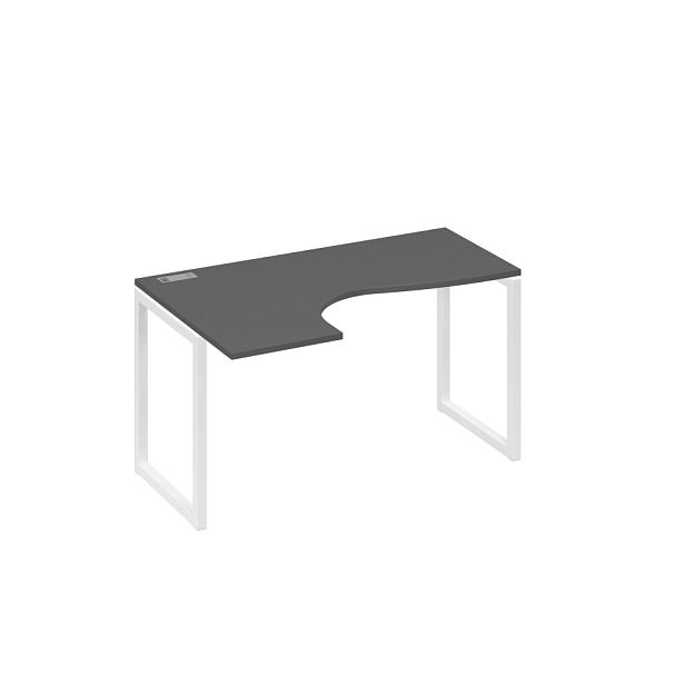 Стол эргономичный левый "Классика" на металлокаркасе QUATTRO A4 А4 Б4 033 БП антрацит премиум / металлокаркас белый - Вид 1