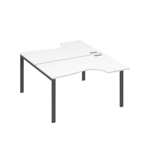 Рабочая станция (2х140) каркас UNO со столами Классика A4 А4 Б1 184 БП белый премиум / металлокаркас антрацит - Вид 1
