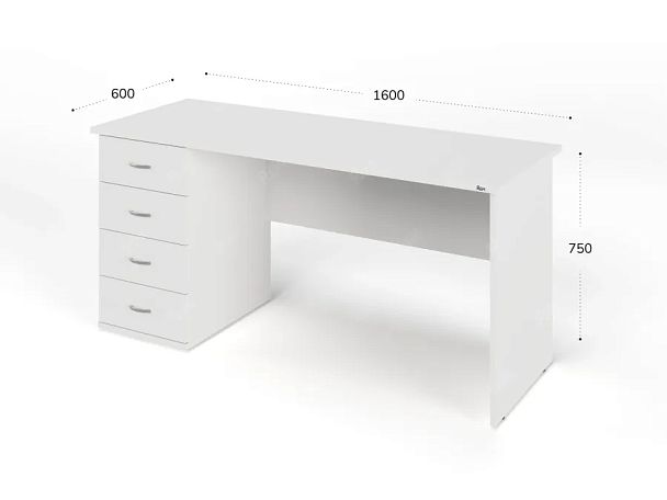 ЛАЙТ / LIGHT RLG007-16x6L Однотумбовый стол 160x60x75 Белый - Вид 3