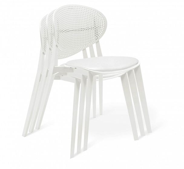 Стул Sheffilton SHT-S111-CN1 с мягкой подушкой из кож.зама белый/белый, стопируемый - Вид 10