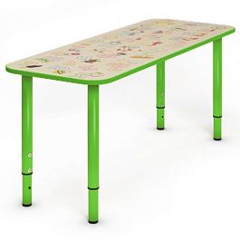 Детский стол прямоугольный Азбука, зеленый, гр.0-3 - Фото предпросмотра