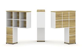 Concept Надставка высокая CN.ONV-007 Дуб Винченцо/Белый Бриллиант/Металл Черный 1099*350*1486 - Фото предпросмотра