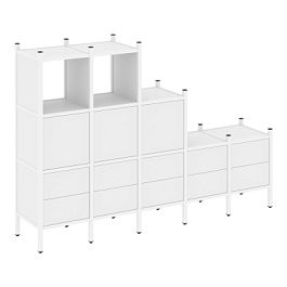 Loft Прямой стеллаж наборный VR.L-19 Белый бриллиант/Белый металл 2110*446*1458 - Фото предпросмотра