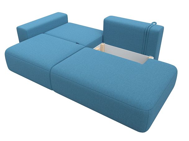 Диван прямой Лига-036 НПБ Модерн подлокотник слева Рогожка голубой - Вид 8